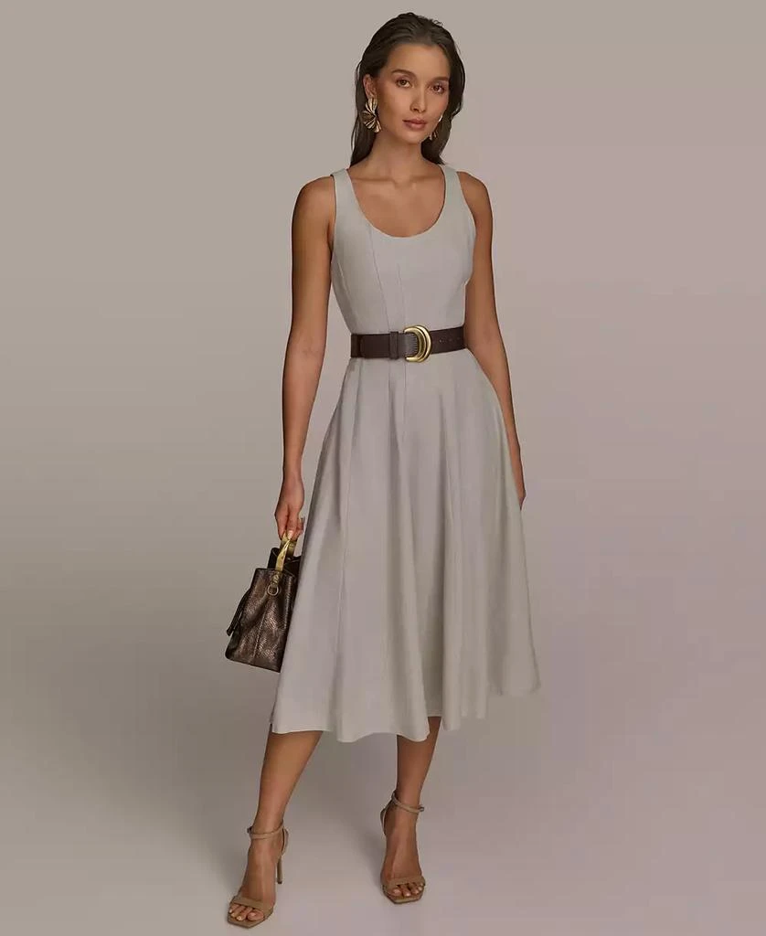 Donna Karan Women's Scoop-Neck Belted Midi Dress 1