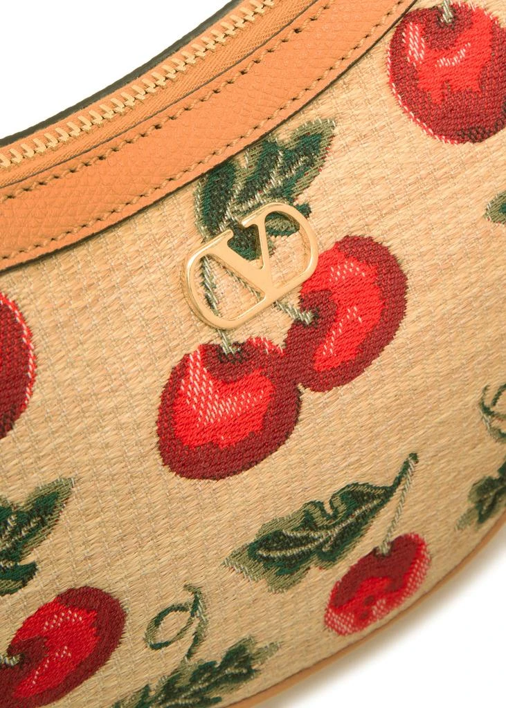 Valentino Hobo mini cherry-jacquard and leather shoulder bag 3