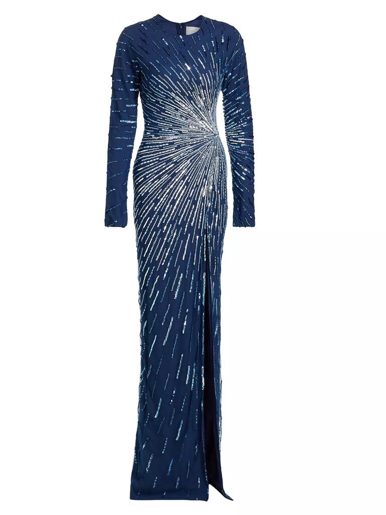 Pamella Roland Starburst Embroidered Tulle Gown