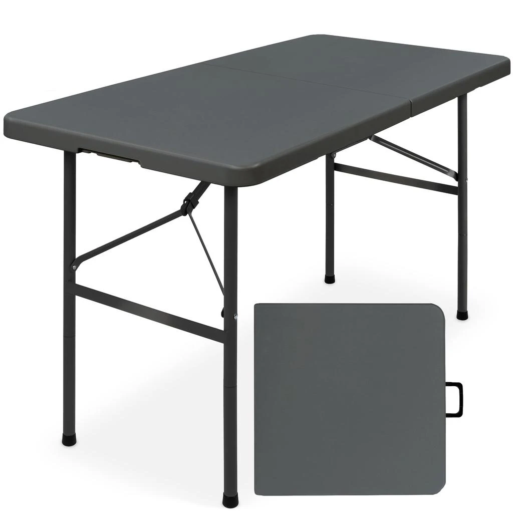 Best Choice Products 4ft Plastic Folding Table, Indoor Outdoor Heavy Duty Portable w/ Handle, Lock for Picnic 1