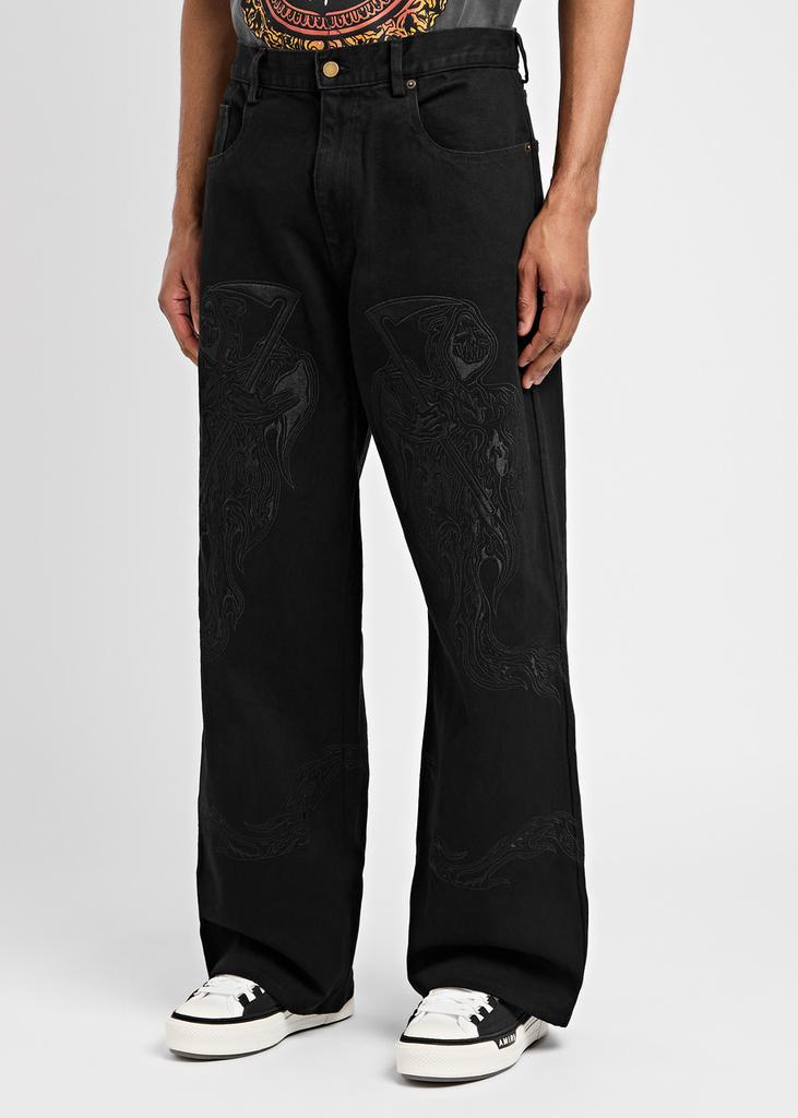 Warren Lotas Embroidered straight-leg jeans