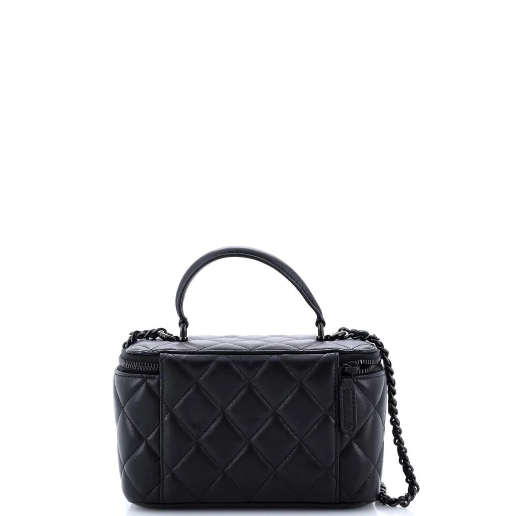 Chanel So Black Top Handle Vanity Case with Chain Quilted Lambskin Small 3