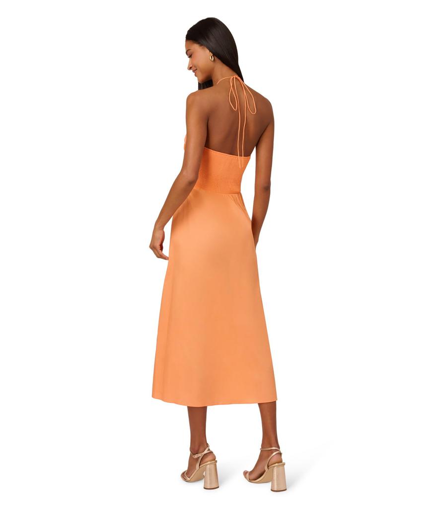 Adrianna Papell Halter Shirred Midi Dress