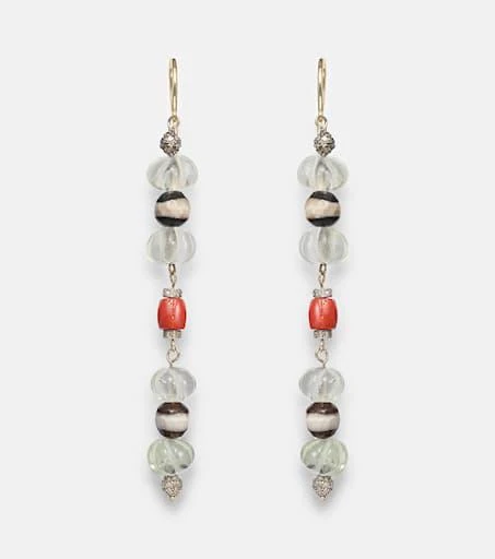 Ileana Makri 9kt gold (375/1000) and sterling silver (925) earrings with gemstones