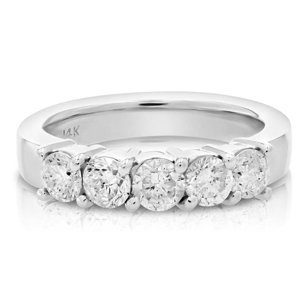 Vir Jewels 1 1/4 cttw Diamond 5 Stone Ring 14K White Gold