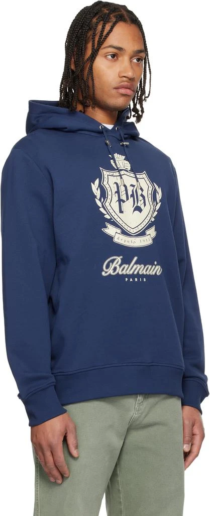 Balmain Blue College Emblem Hoodie 2
