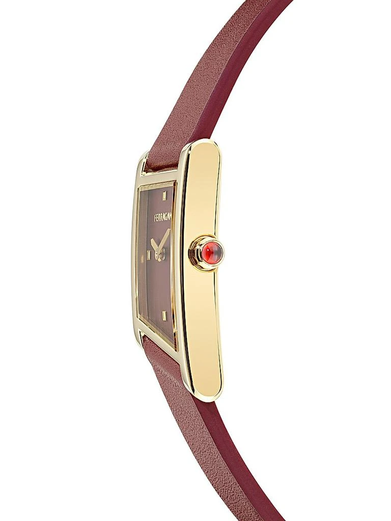Salvatore Ferragamo Ferragamo Asymetrique IP Gold 
Leather Strap Rectangular Watch/22MM x 36MM 3