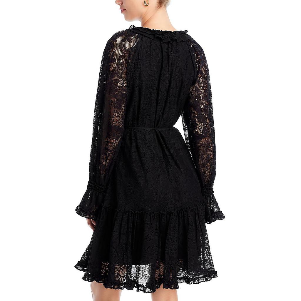 Kobi Halperin Senna Womens Lace Ruffled Shift Dress