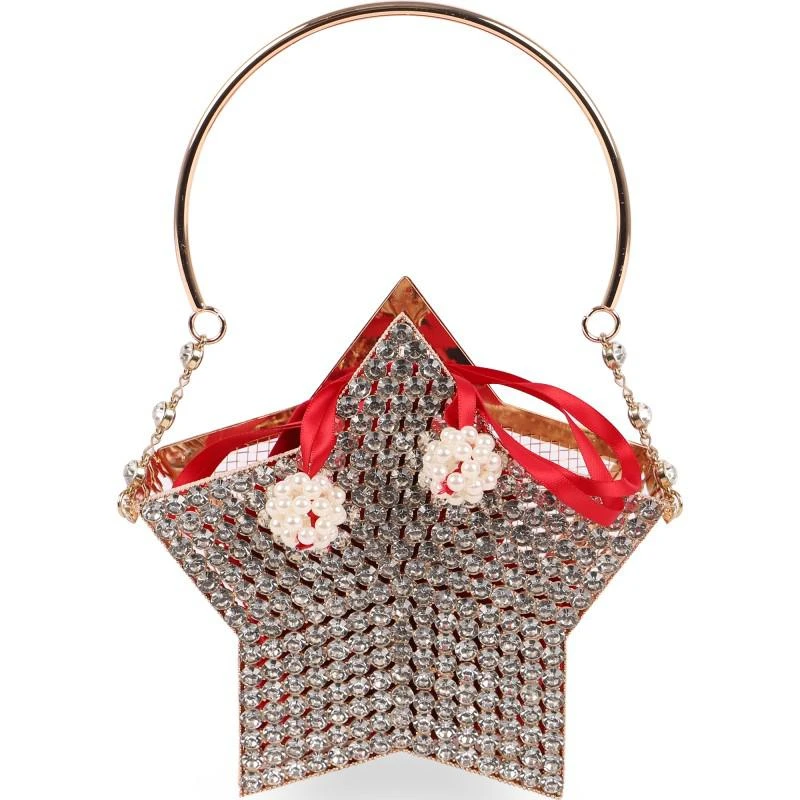 MONNALISA Rhinestone star handbag in silver and red 1