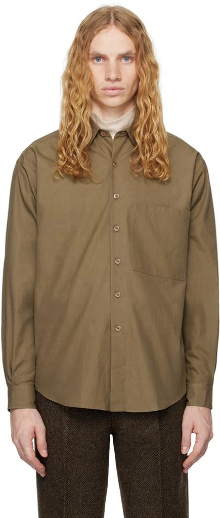 AURALEE Brown Washed Finx Twill Big Shirt 1