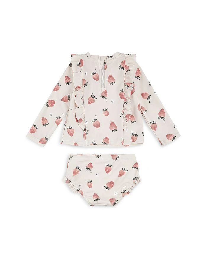 Petit Lem Girls' Strawberry Print Long Sleeved Rash Guard Two Piece Swimsuit - Baby 2