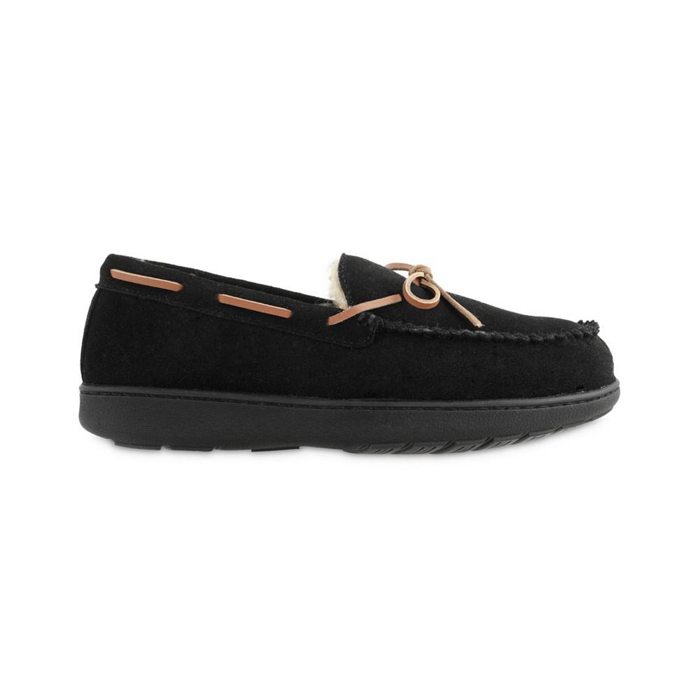 Isotoner Signature Men's Genuine Suede Moccasin Comfort Slipper with Berber lining