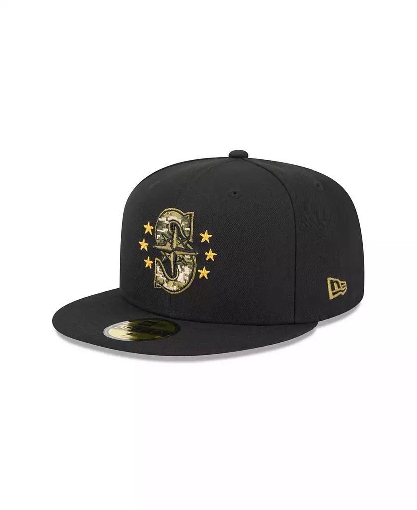 New Era Men's Black Seattle Mariners 2024 Armed Forces Day On-Field 59FIFTY Fitted Hat 1