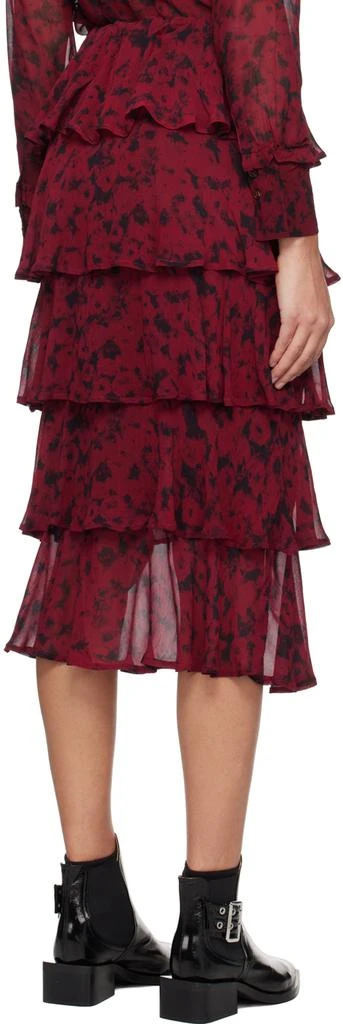 Ganni Red & Black Tiered Maxi Skirt 3