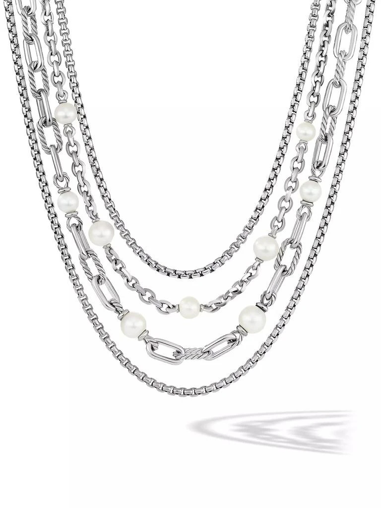 David Yurman DY Madison Pearl Multi-Row Chain Necklace In Sterling Silver 1