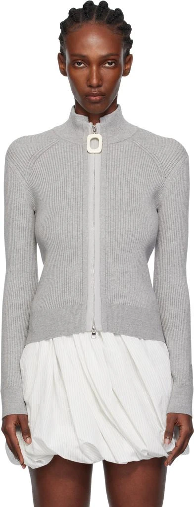 JW Anderson Gray Fitted Zip Up Sweater