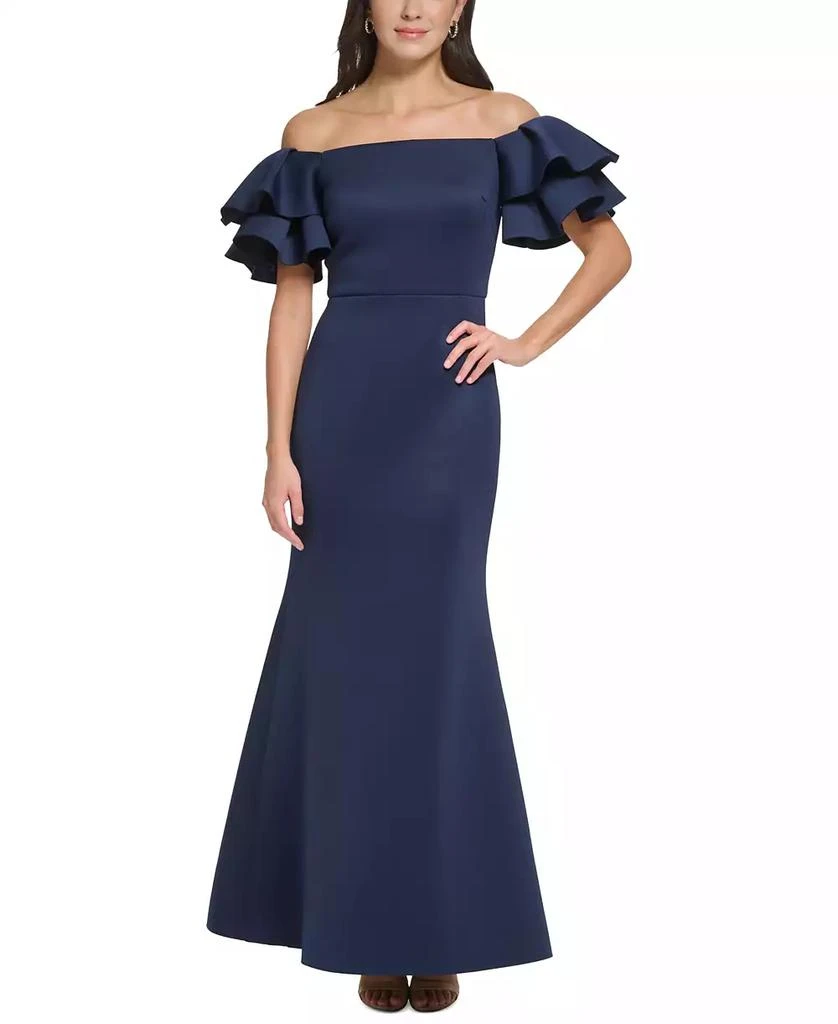 Eliza J Women's Ruffled-Sleeve Off-The-Shoulder Mermaid Gown 1