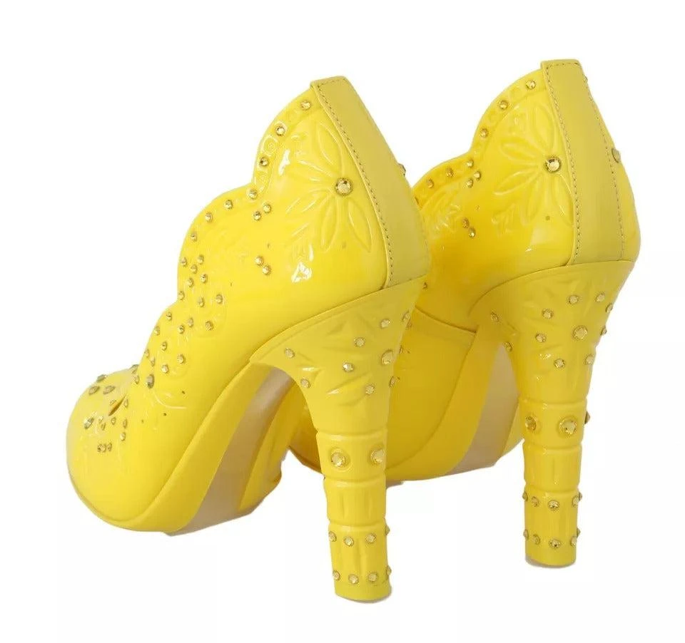 Dolce & Gabbana Dolce & Gabbana Yellow Crystal Heels CINDERELLA Shoes 7