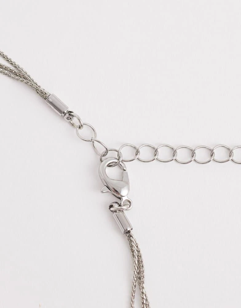 ASOS ASOS DESIGN Curve multi-row necklace with faux pearls in silver tone 4