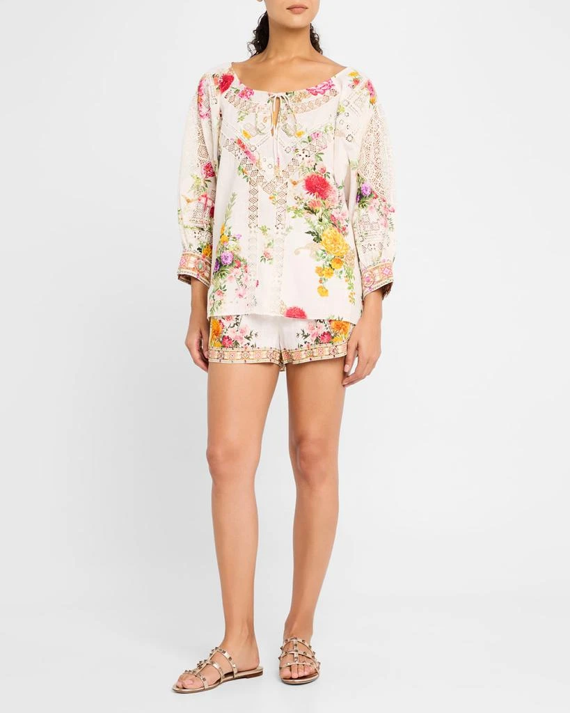 Camilla Egyptian Rose Tuck-Front Shorts 2