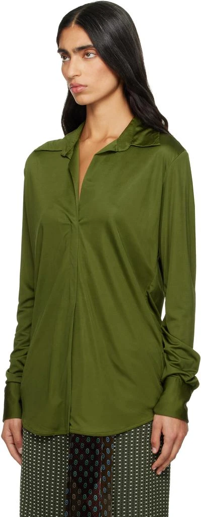 Dries Van Noten Green Satin Shirt 4