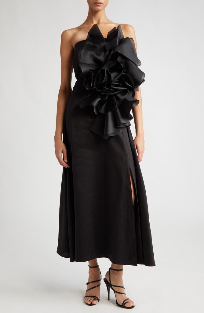 Aje Energy Strapless Ruffle Midi Dress