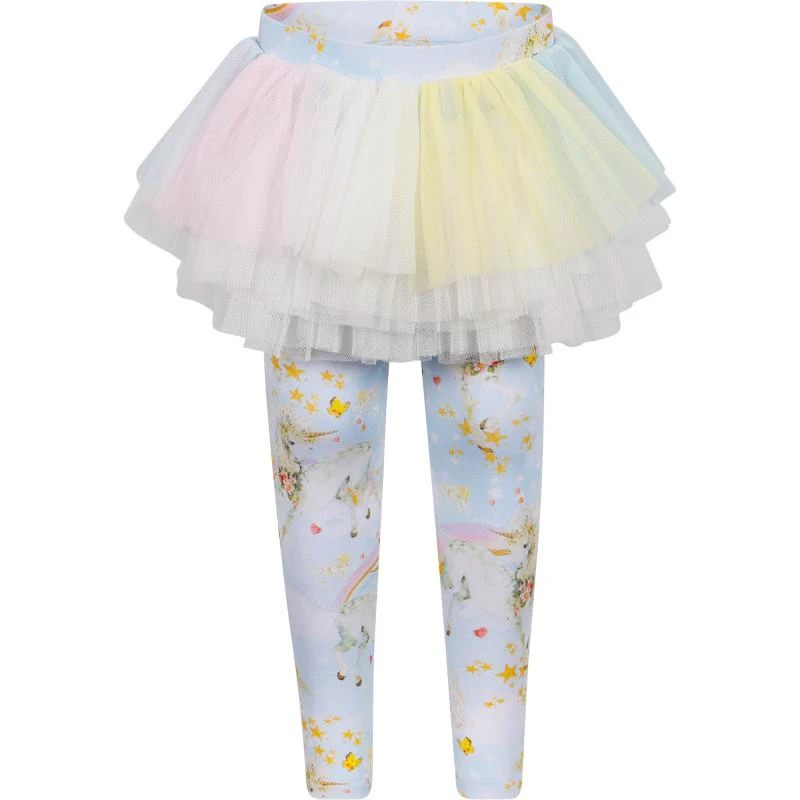 Rock Your Baby Unicorn print leggings with mesh skirt in blue 1