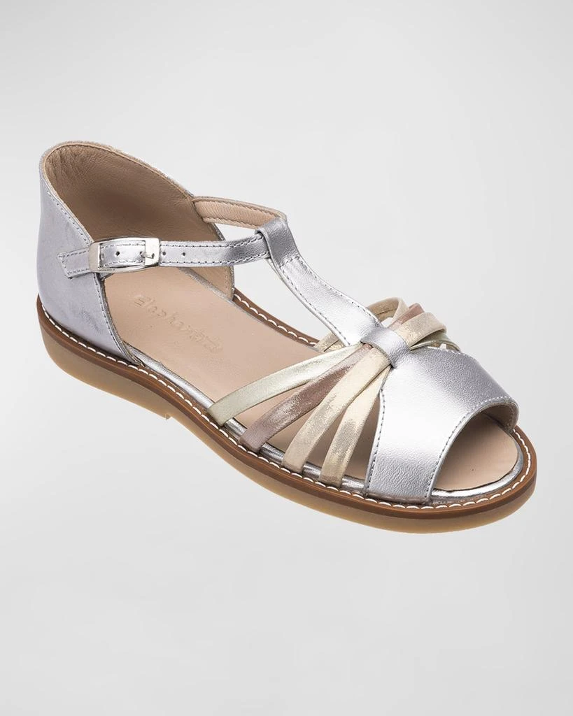 Elephantito Girl
s Nadine Metallic Leather Sandals, Toddler/Kids