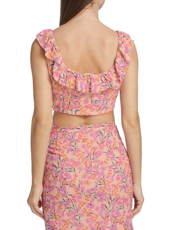 Saloni Trish Floral Crepe Ruffled Crop Top 2