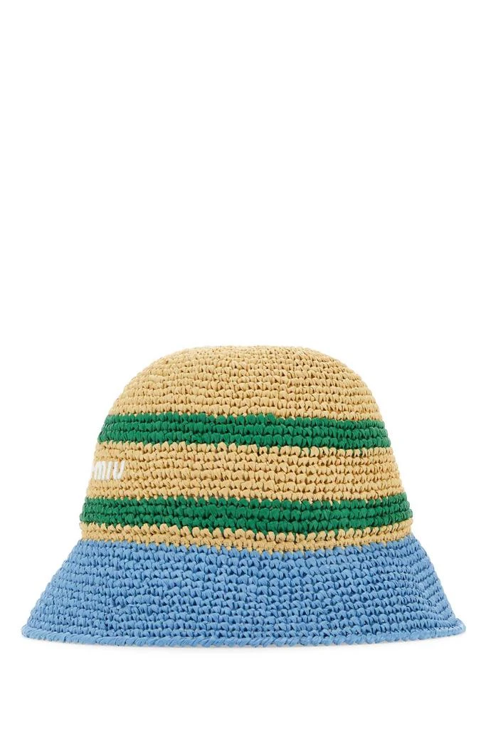Miu Miu Multicolor Raffia Bucket Hat 1