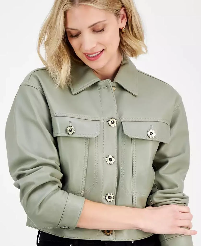 Michael Kors Women's Button-Front Leather Jacket 3