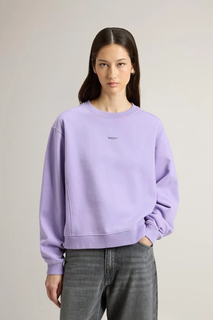 Woolrich Crewneck Sweatshirt in Pure Cotton with Embroidered Logo - Women - White 1