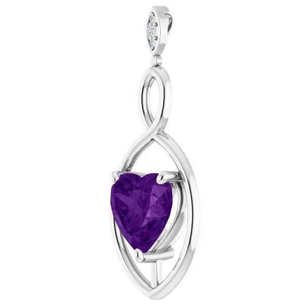 Pompeii3 9mm Amethyst  Women
s Heart Pendant in 14k Gold Necklace 6mm Tall 2