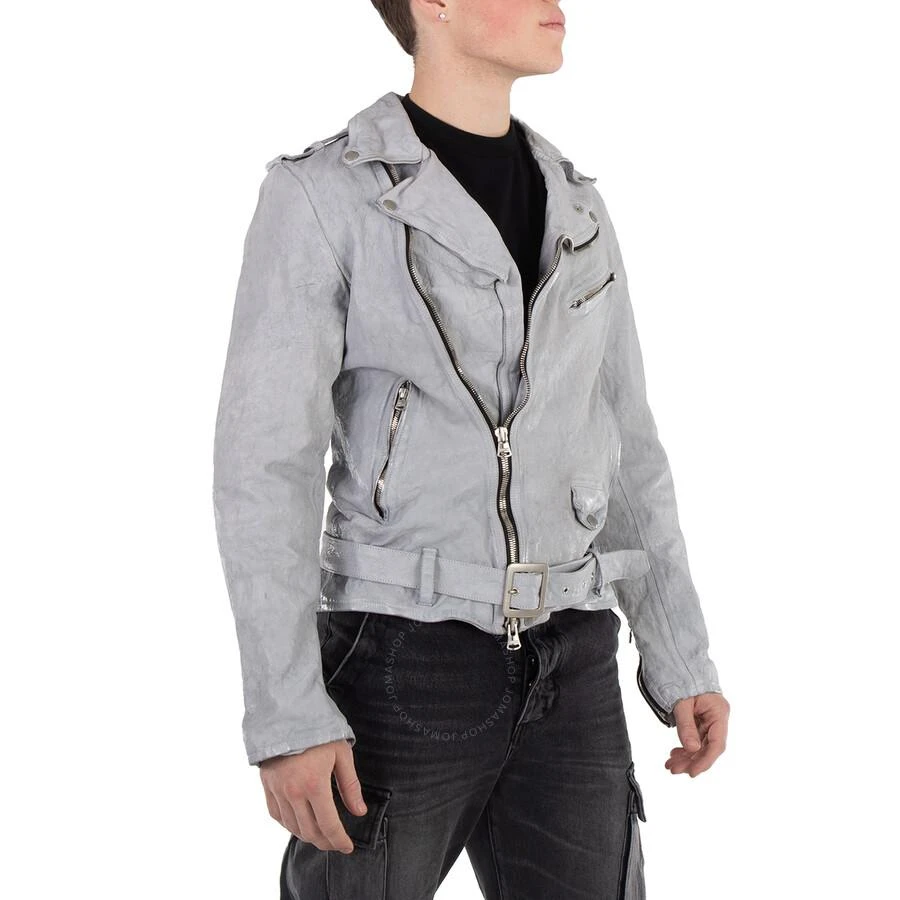 YOHJI YAMAMOTO Men's White Belted Leather Biker Jacket 3