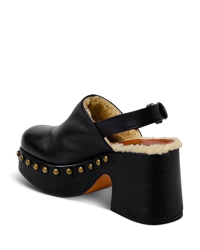 Free People Women's Autumn Square Toe Studded & Faux Fur Trim High Heel Platform Clogs 4