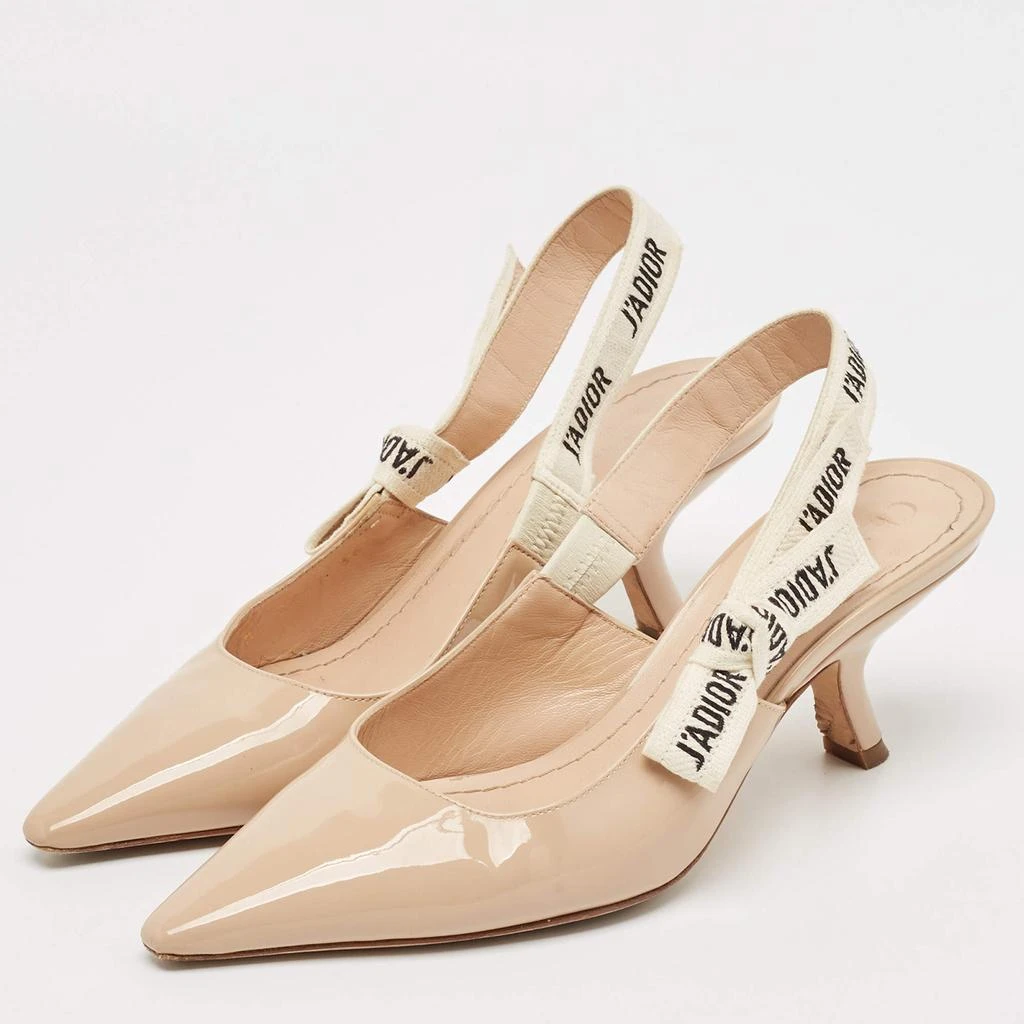 Dior Dior Beige Patent Leather J'Adior Slingback Pumps Size 36 2