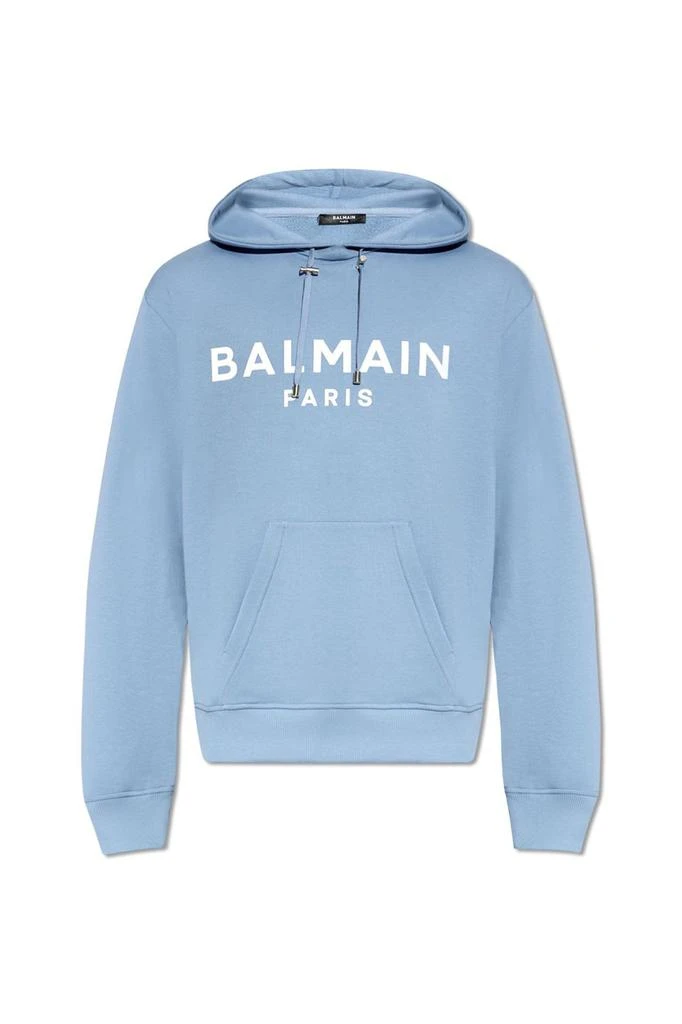 Balmain Balmain Logo Printed Drawstring Hoodie from Cettire