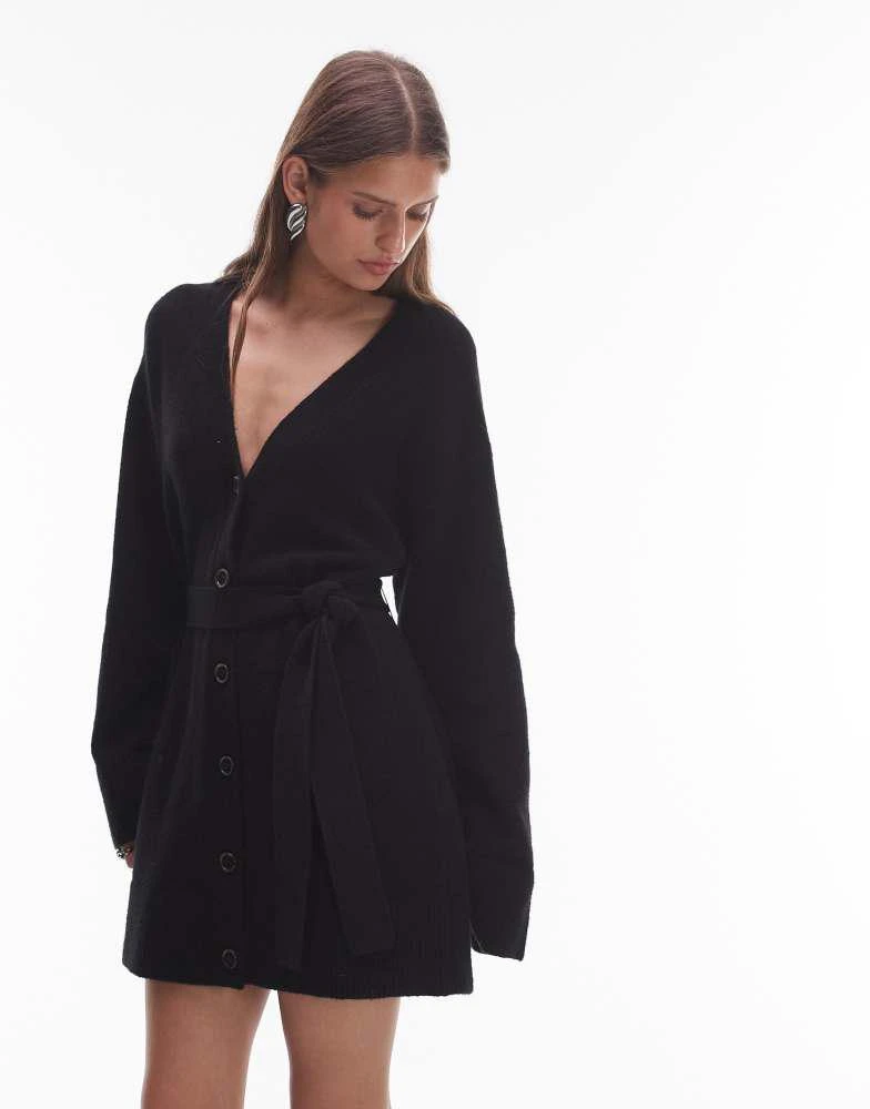 Shop & Other Stories knitted cardigan mini dress with belt in black on Sale  at BeyondStyle  Get 11% Off & Other Stories knitted cardigan mini dress  with belt in black with