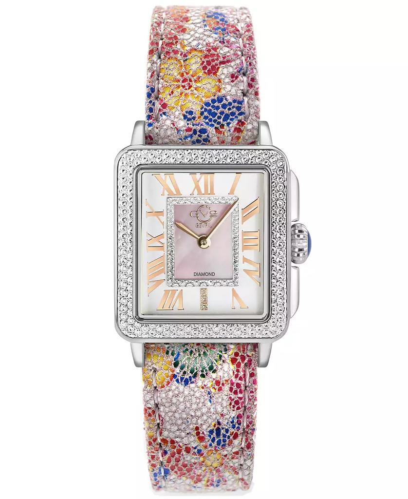Gevril Women's Swiss Quartz Padova Floral White Leather Watch 30mm