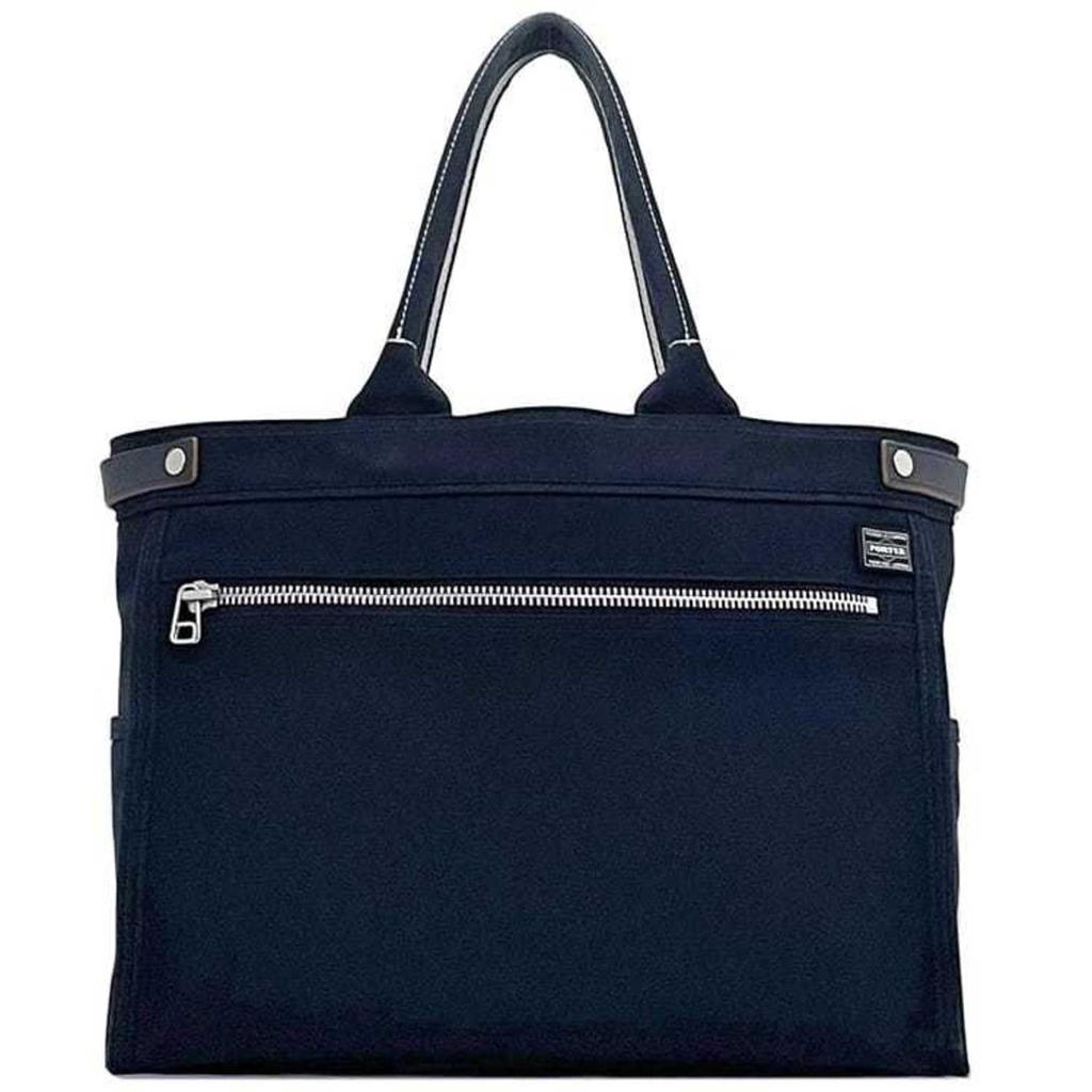 Porter Cotton Canvas Leather Tote Bag (Pre-Owned)