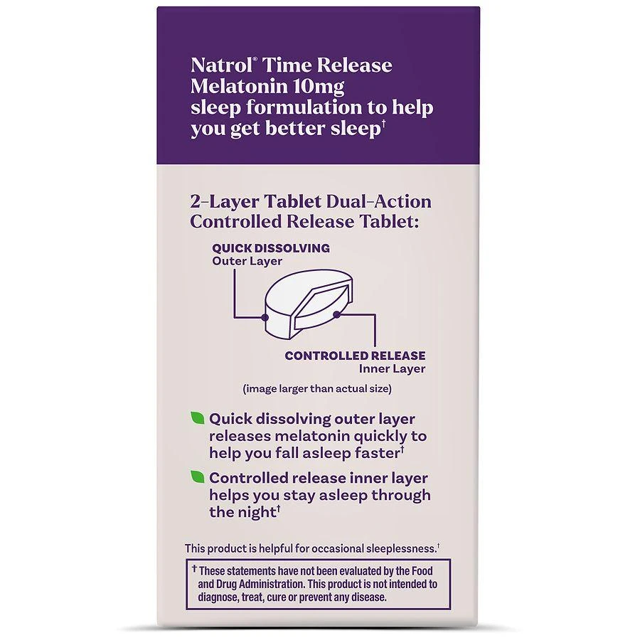 Natrol Melatonin 10 mg, Time Release to Minimize Wake-Ups Unflavored 2