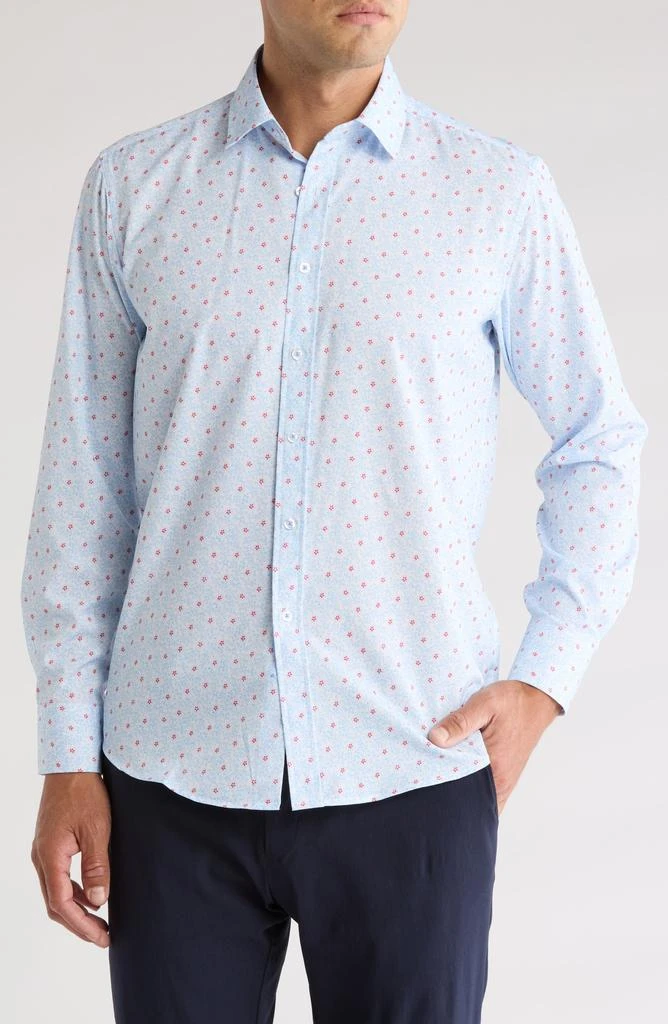 TR Premium Ditsy Floral Print Stretch Button-Up Shirt 1