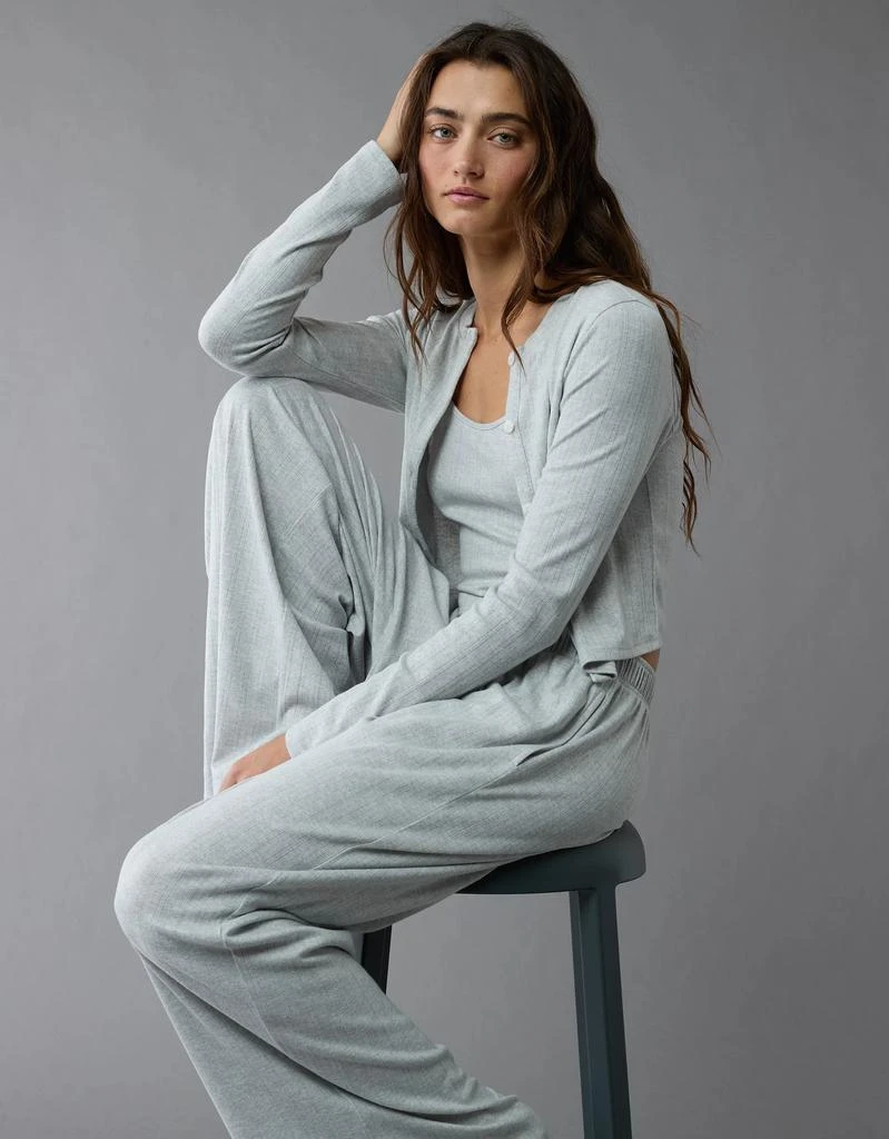 AE AE 3-Piece Pointelle Plush Cardigan Pajama Set 1