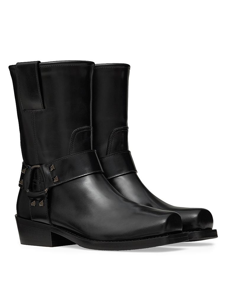 Valentino Rockstud 40MM Calfskin Biker Ankle Boots - Shoes
