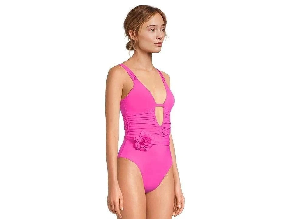 Becca BECCA Garden of Eden Magnolia Plunge Women's Azalea One Piece Swimsuits RED371 3