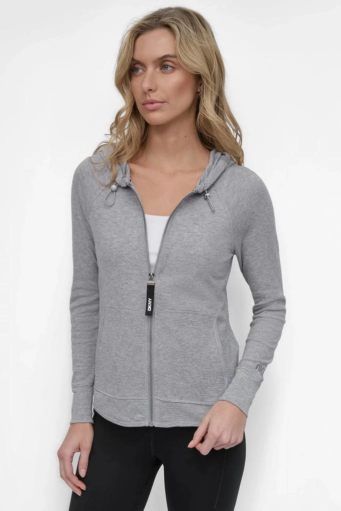 DKNY MINI SLUB WAFFLE FULL ZIP HOODIE 1