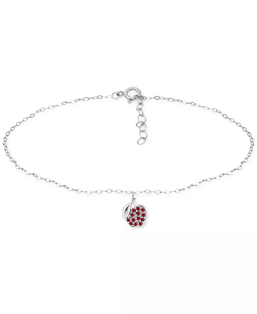 Giani Bernini Lab-Created Ruby Apple Cluster Ankle Bracelet in Sterling Silver, Created for Macy's 1