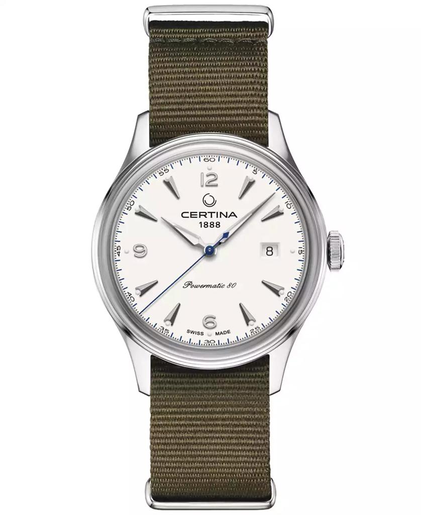 Certina Men's Swiss Automatic DS Green Synthetic Strap Watch 41mm