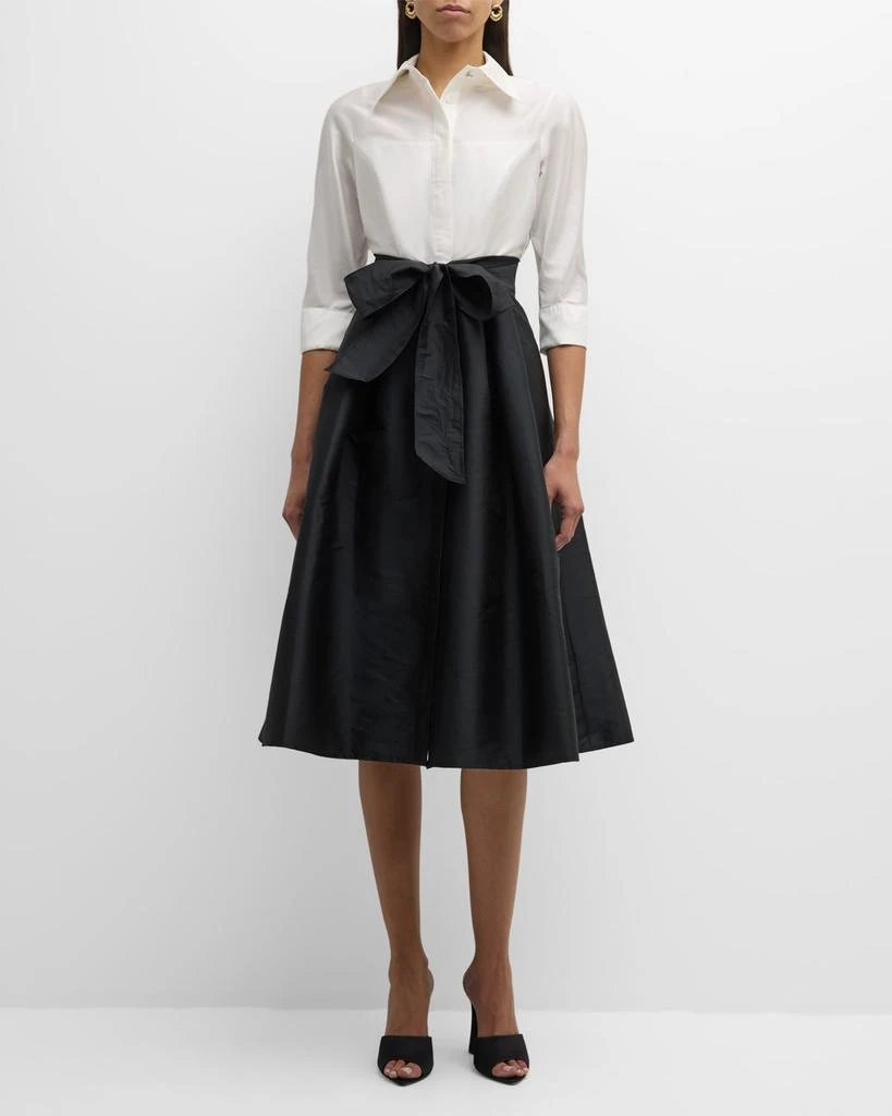 Teri Jon Two-Tone 3/4-Sleeve Taffeta Shirtdress 3