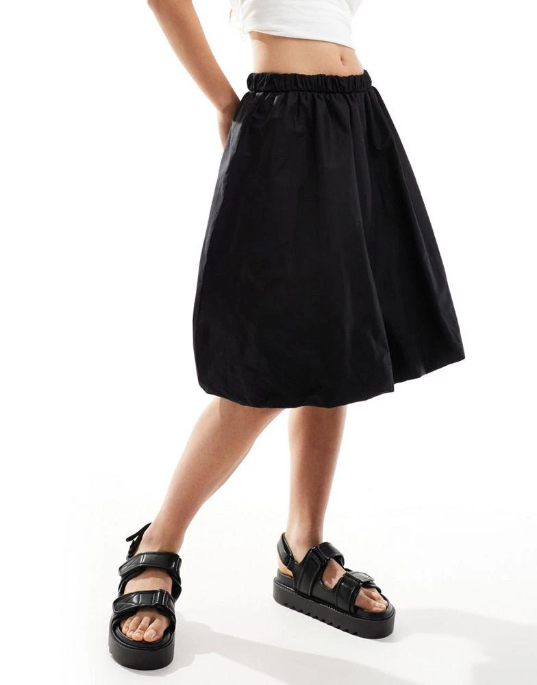 COLLUSION COLLUSION poplin midi puffball skirt in black 4